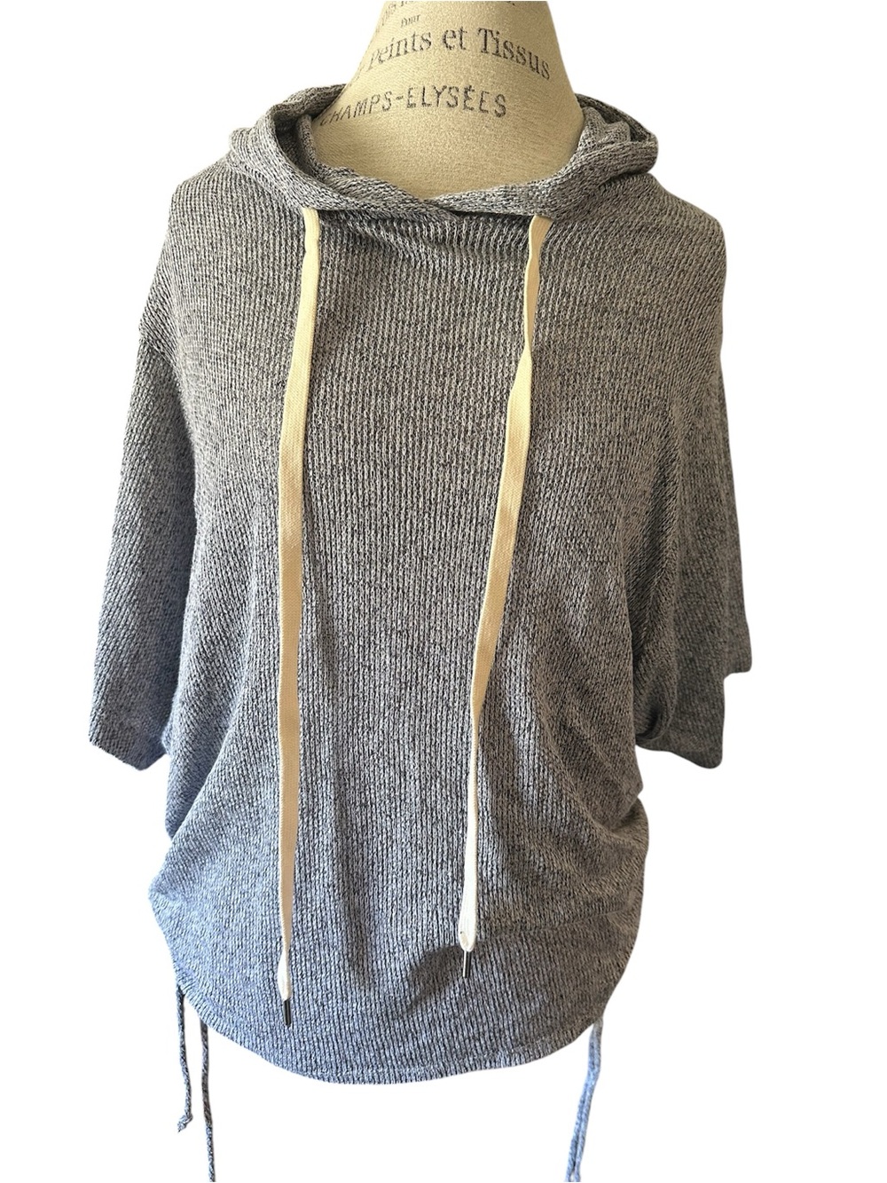 White Birch Boutique Long Time Gone Short Sleeve Knit Hooded Shirt Womens Med